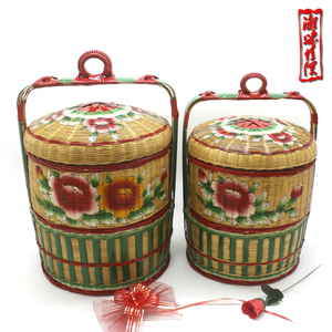 Two-Layer Chunsheng Hand Painted Chaozhou Bamboo Basket