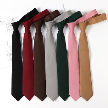Solid Color Hand-Tied Tie, British Hong Kong Style, Retro Korean Style, Unisex Shirt Accessory, College Style, Brown and Black, Versatile Style