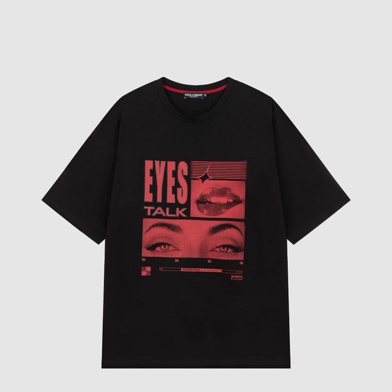 In-Stock Dolce Gabbana Dg Spring/Summer New Printed Round-Neck Men's T-Shirt Short-Sleeve T-Shirt
