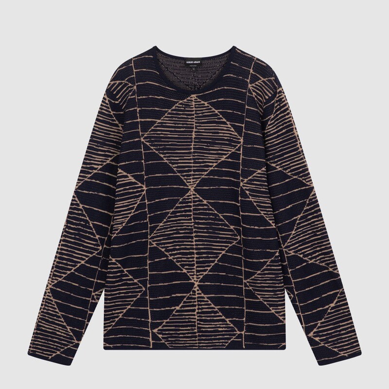 In-Stock Giorgio Armani Armani Ga Spring/Summer New Cashmere Men's Striped Knit Sweater In-Stock Giorgio Armani Armani Ga Spring/Summer New Cashmere Men's Striped Knit Sweater