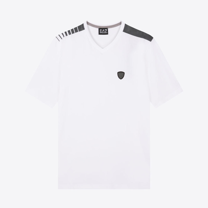 In-Stock Emporio Armani Armani Ea Summer New Embroidered Logo V-Neck Men's Casual Short-Sleeve T-Shirt