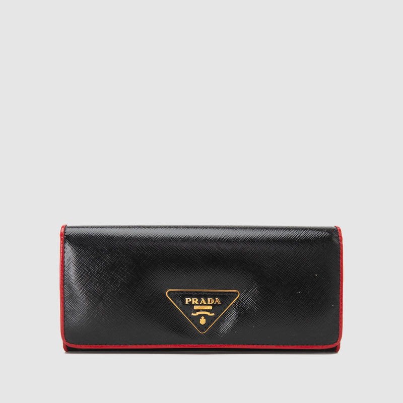In-Stock Prada New Spring/Summer Collection Lambskin Leather Logo Metal Tag Men's Fashion Wallet Card Holder Long Wallet