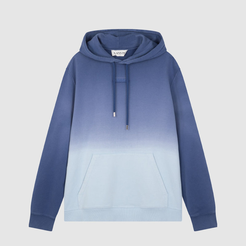 In-Stock Lanvin Autumn New Kangaroo Pocket Drawstring Men's Gradient Fleece Hoodie Sweatshirt