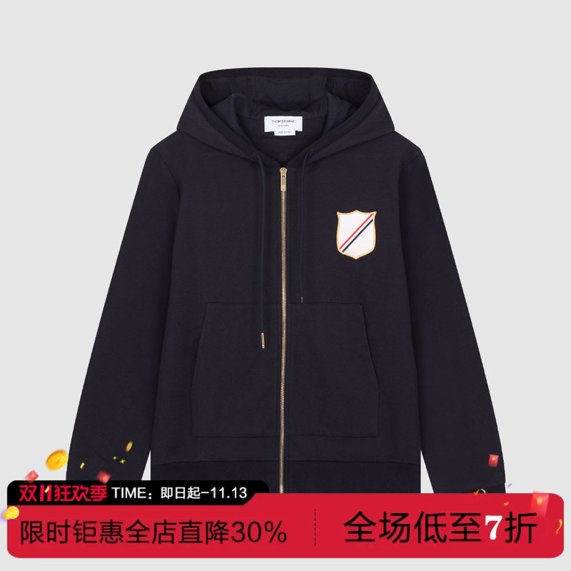 In-Stock Thom Browne Tb Spring/Summer New Pocket Zipper Casual Hooded Sweatshirt for Women