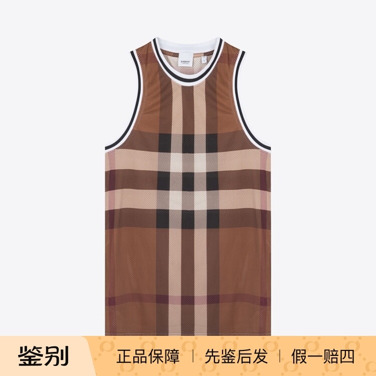 In Stock Burberry Burberry Spring/Summer New Plaid Round Neck Pullover Breathable Men's Casual Sleeveless Vest T-Shirt
