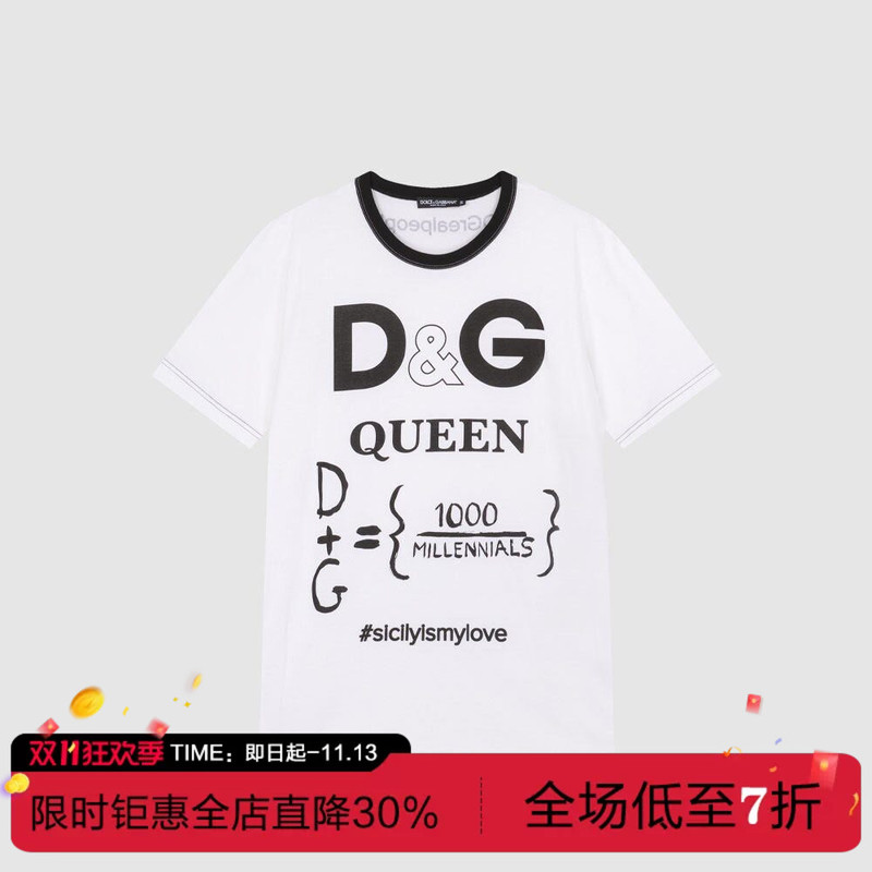 In-Stock Dolce Gabbana Dg Spring/Summer New Logo Print Men's T-Shirt Short-Sleeve T-Shirt