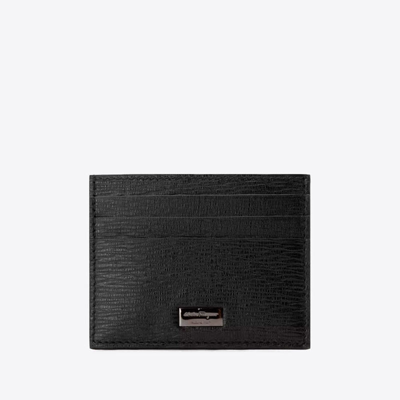 In Stock Ferragamo New Leather Fashion Simple Open-Style Versatile Men's Card Holder Wallet