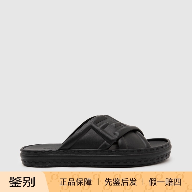 In-Stock Fendi Spring/Summer New Leather Cross-Strap Men's Casual Flat Open-Toe Round-Toe Sandals and Slippers