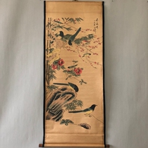 Antique making old water ink calligraphy and painting ancient painting Flowers Birds Delight in Meettop Middle Hall Painted Living Room Office Decorative Painting Hanging Paintings