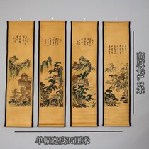 Imitation ancient as old country painting modern interior decoration famous people calligraphy and calligraphy hung and painted with four couplets of fine painting and landscape
