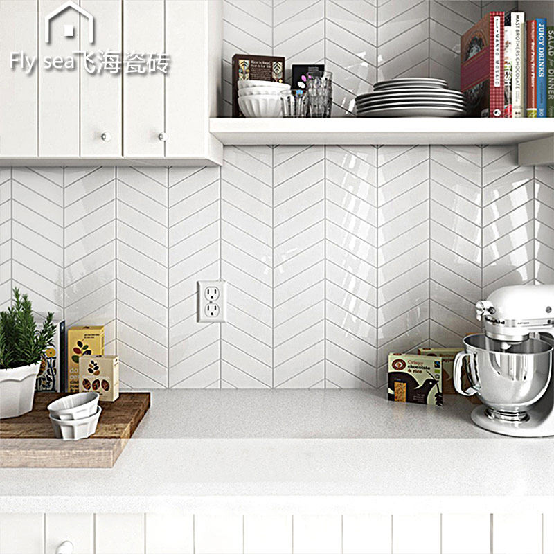 Nordic modern minimalist fishbone mosaic tile geometric rhombus powder room kitchen balcony background wall tile tile