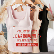  De Velvet warm vest womens seamless underwear tight inner wear bottoming shirt with chest pad heating and cold-proof sling top
