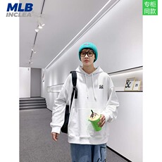 Пальто большой код mlb inclea官方连帽卫衣男女宽松情侣纯色上衣帽衫加绒加厚外套