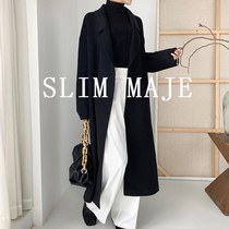 Trench coat womens long little black 2021 new spring and autumn high sense of temperament cashmere casual coat