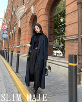 Black double-sided cashmere coat female temperament small man 2021 new autumn and winter long woolen coat tide