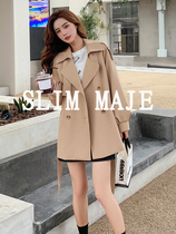 Trench coat womens short small man 2021 Spring and Autumn new khaki Korean version of casual temperament coat coat tide