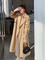 Trench coat womens long 2021 Spring and Autumn new khaki Korean version of waist small man temperament coat coat