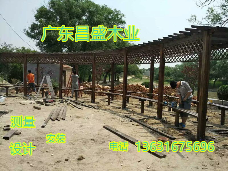 Anti-corrosion wood corridor frame flower stand terrace floor courtyard balcony flower box Pavilion stair fence grid wooden door platform