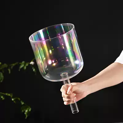 6 7-inch colorful transparent handheld bowl Crystal Bowl Bowl musical instrument yoga studio ear bowl send sheepskin stick