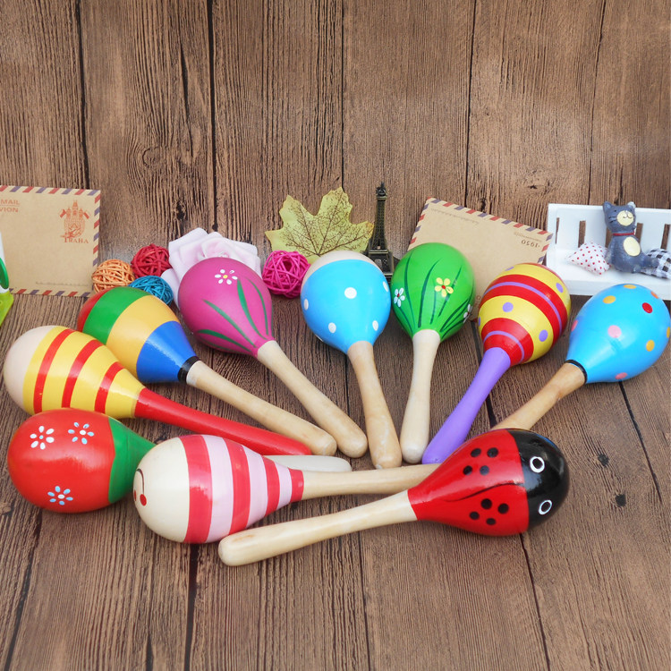 Early education kindergarten students children's wooden sand hammer ball hitting Orff musical instrument grasping listening training toys