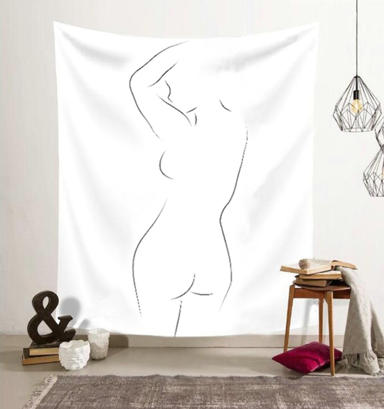 Bắc Âu in vải đơn giản Dòng net ảnh đỏ tường trang trí nền bức tranh tấm thảm trang trí tường đa năng vải bảng - Tapestry 	thảm dệt treo tường