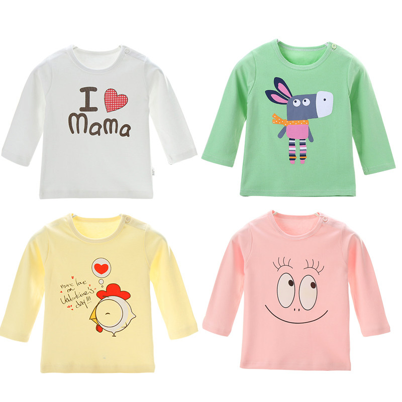 Baby boy long sleeve T-shirt Girls Korean version pure cotton baby top Child cartoon base shirt clothes thin spring and autumn