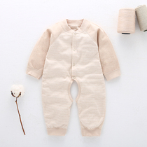  Baby one-piece spring and autumn and summer thin baby romper newborn clothes pure cotton long-sleeved air-conditioning pajamas open file