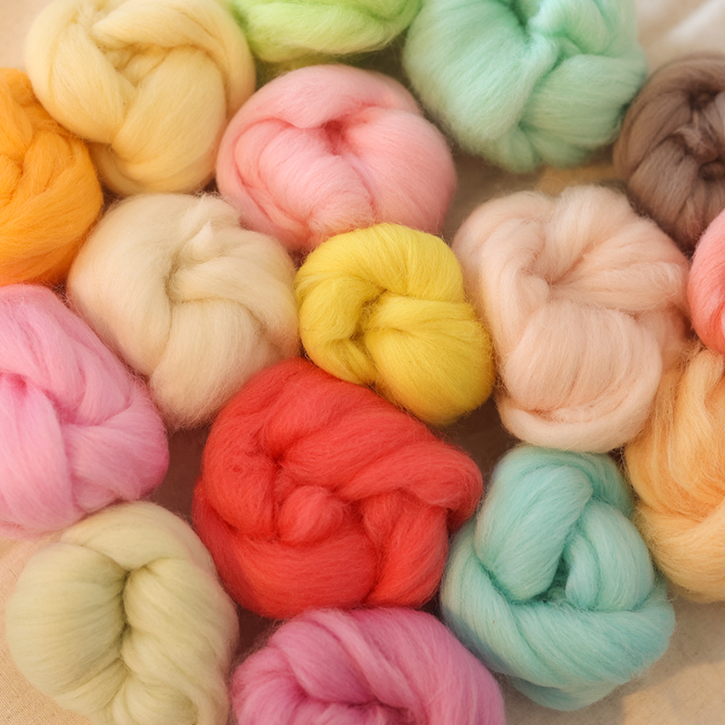 Wool Felt Needle Felting Colorful Wool Strips DIY Material Kit Wet Felt Needle Felt Wool Set for Beginners