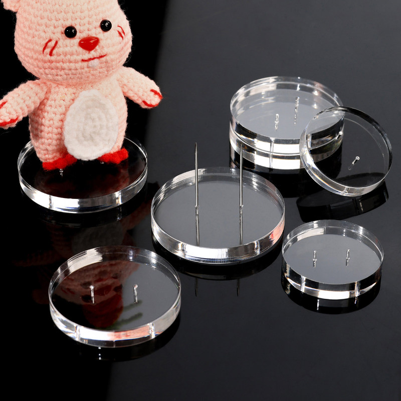 Doll Figurine Round Fixed Base Standing Support Stand Wool Felt Crochet Doll Display Stand Acrylic