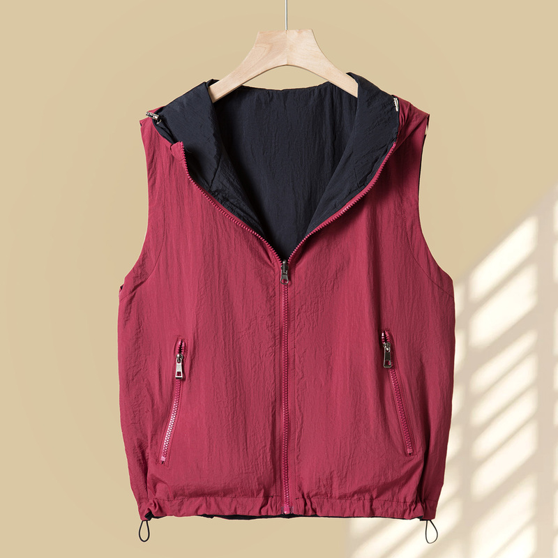 Hooded Double-Sided Sleeveless Vest for Women 2026 Spring and Summer Outdoor Breathable Sun Protection Clothing Fashionable Versatile Trendy Jacket