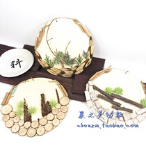 ins wind wall hanging succulents living room entrance background wall decoration pendant round wood floral wall decoration