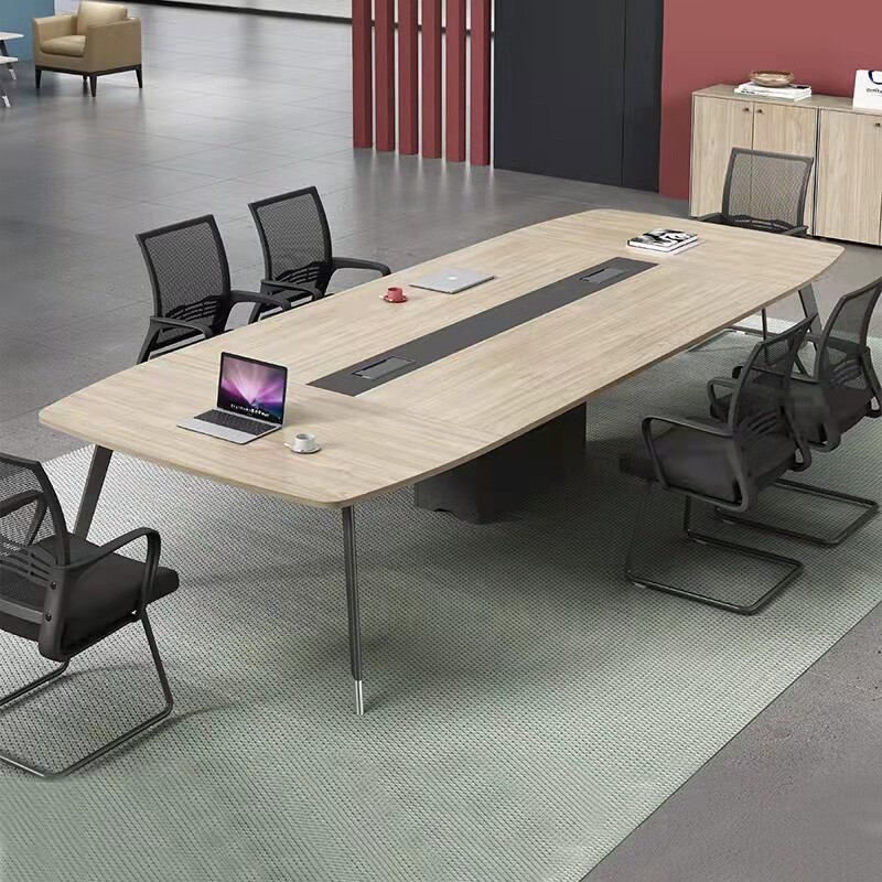 Steel frame table long tables are simple modern 10 - person size office negotiator training tables and chairs combined solid wood