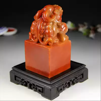 Boutique Shoushan Stone Small Seal Niu Fang Zhensha Handmade Seal Carved Jade Seal Thin Calligraphy Collection Rui Beasts