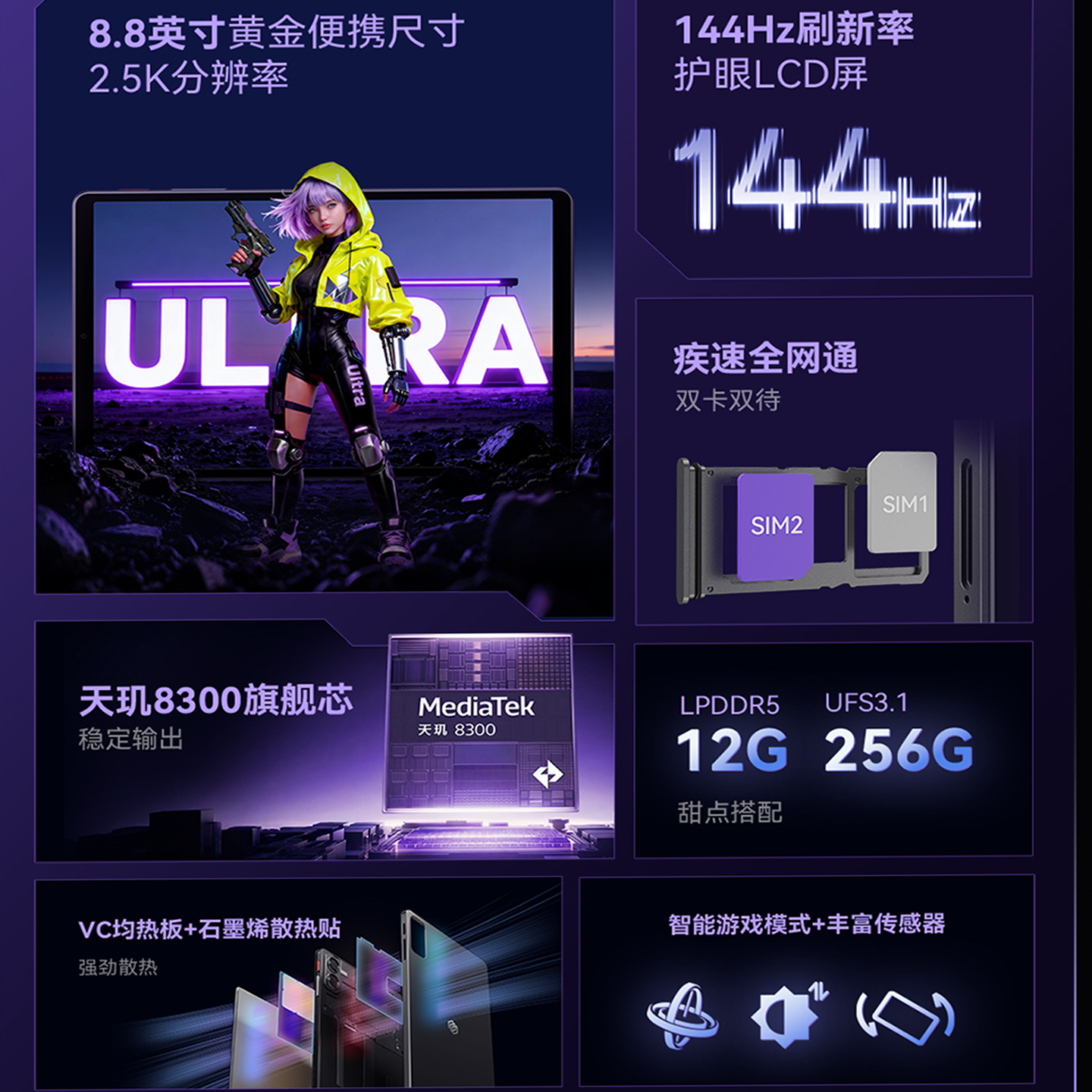 Кубик-головоломка Handheld mini 4 Ultra Android телефон звонок планшет 8.8-дюймовый Dimensity 8300 восьмиядерный процессор Full Netcom игра iPlay80 mini Ultra