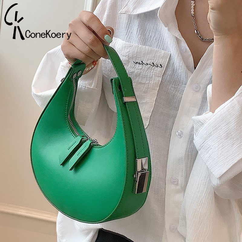 France Cone Koery Leather Bag Woman 2023 new tide - hundred and one - shoulder armpit explode the ocean half moon bag