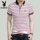 Playboy Summer Mới Áo thun nam ngắn tay Hàn Quốc Thanh niên Lapel Stripe Slim Cotton Casual áo thun polo nam