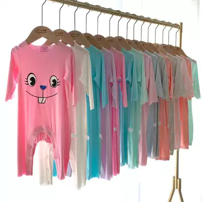 Unscented crawling clothes baby modal jumpsuit newborn Four Seasons thin baby long sleeve halter pajamas