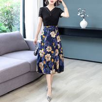 Mother dress summer short sleeve lace dress women fashion slim waist long 2021 New skirt summer