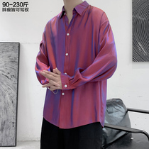 ins colorful long sleeve shirt men plus fat plus size trend fat fat loose spring jacket nightclub European and American style