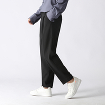 Drooping suit pants mens Korean ins trend summer thin loose ruffian handsome trousers straight casual trousers