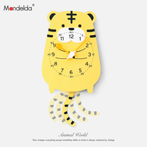 Mandelda Light Extravagant Clock Hanging Clock Living Room Home Fashion Art Clock Hanging Wall Silent Children Cartoon Creativity