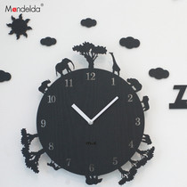 Mandelda Korea Creative Cartoon Animal Clock Bedroom Mute 12 Inch Wall Hung Clock Living Room Modern Hung Table