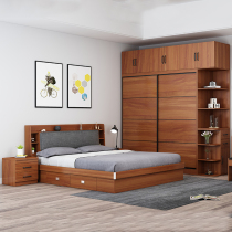 Whole house bedroom full set of furniture set modern master bedroom wedding bed wardrobe dresser simple complete set of furniture