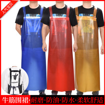 Waterproof thickened apron Apron Bull Fascia Lengthened the kitchen aquatic stone material factory work with low acid-base oil-proof leather apron