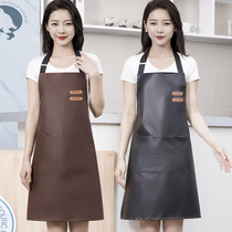 Kitchen apron waterproof and oil-proof custom logo printing work clothes PU leather Home Fashion gown catering waist