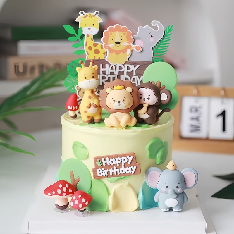 Baking Cake Decoration Soft Rubber Lion Elephant Giraffe Monkey Figurines Forest Animal Cartoon Cute Toppers Baking Cake Decoration Soft Rubber Lion Elephant Giraffe Monkey Figurines Forest Animal Cartoon Cute Toppers