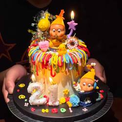 Trendy Blind Box Bubble People Cake Decoration Figurines, Cute Cartoon Bubble People Children's Birthday Baking Toppers