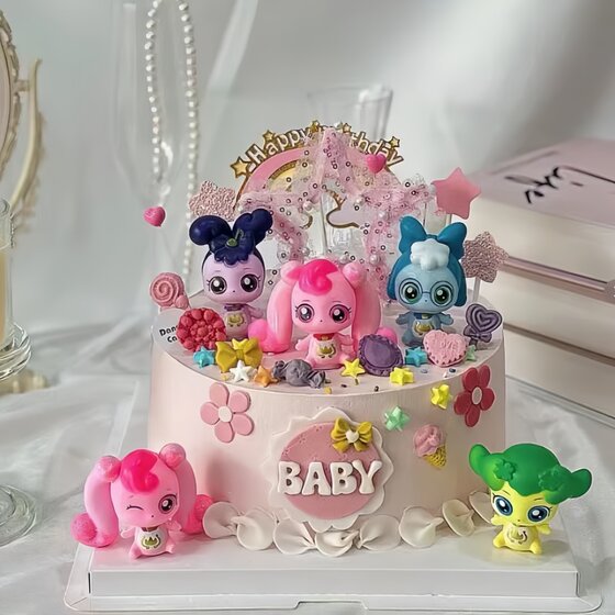 Internet-Famous Cute and Adorable Cake Decorations, Cute Cartoon Elf Figurines, Girl's Birthday Dress-Up Baking Toppers