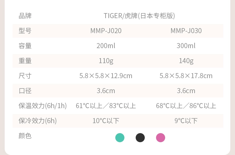 Nhật Bản Tiger Tiger Cup Cup Nữ Portable Mini Ultra Light Dream Gravity Cup Cup nhỏ 200ml / 300ml - Tách