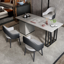 Light luxury rock board tea table and chair combination Tea table set One-piece office household modern simple tea table Kung Fu tea table